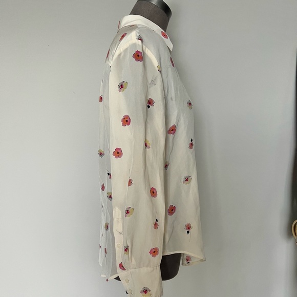 Madewell Silk button down floral blouse size medium - Picture 4 of 8